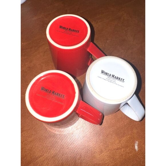 Set Of 4 World Market & Royal Norkfolk Red & White Chalkboard Speech Bubble Mugs - Picture 4 of 6